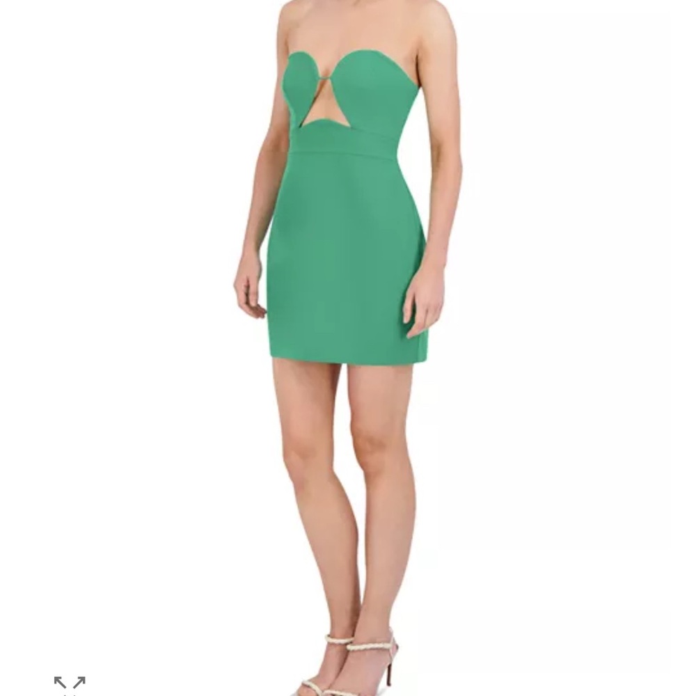 BCBGMAXAZRIA Green Strapless Cutout Dress |‎ Size 10 | NWT